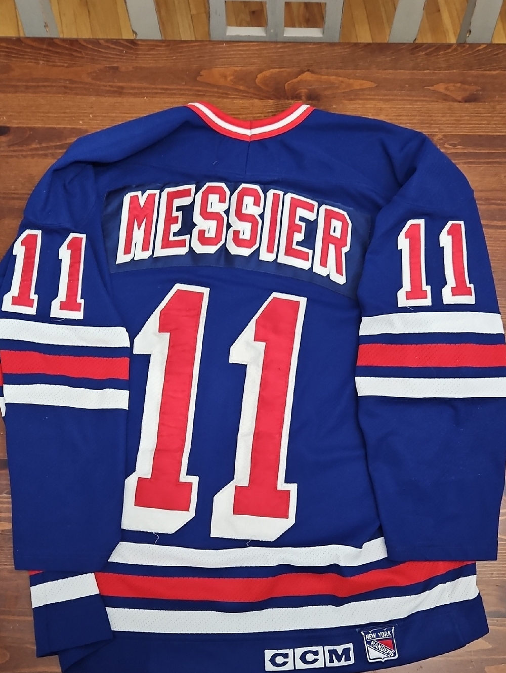 CCM Blue New York Rangers Hockey Jersey with Red and White Accents - Picture 2 of 3